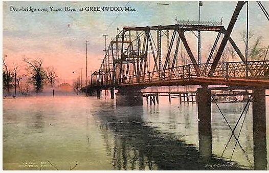 Postcard of Drawbridge over Yazoo River, near the egypt plantation