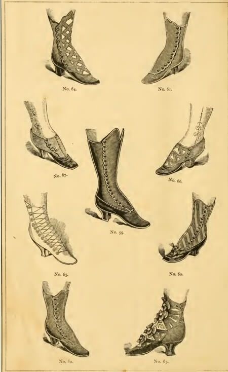 womens boots catalog from the 1870's similar to lady in red