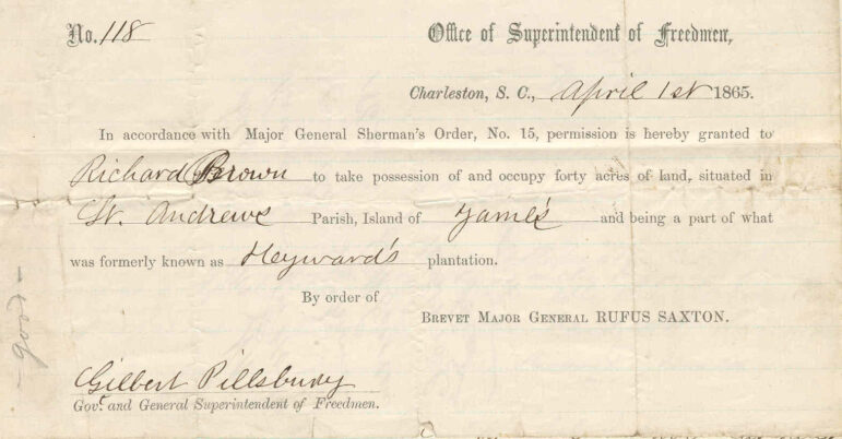 land contract between govt and freed slave